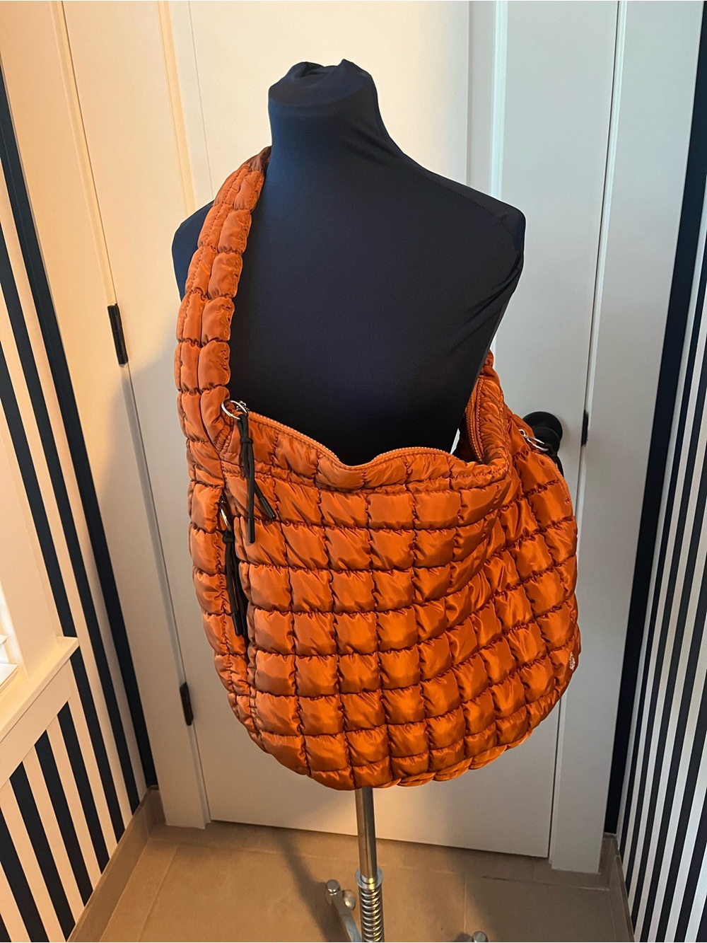 Free People Movement Quilted Puffer Shoulder Bag in Burnt Orange